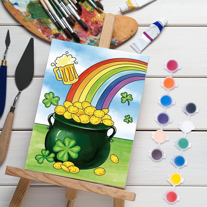 Anseal 12 Packs St. Patrick's Day Pre Drawn Canvas to Paint, 5" X 7" Pre Printed Canvas for Painting, Pre Stretched Canvas Outline Painting Boards for Paint Lovers, Party Favor - Image 2